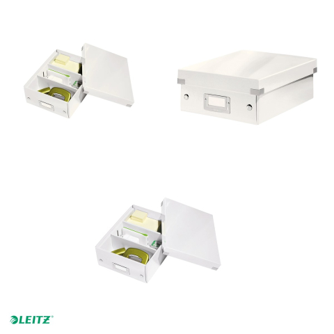 Cutie depozitare Leitz WOW Click & Store Organizer, carton laminat, cu capac, 22x10x28 cm, alb [3]