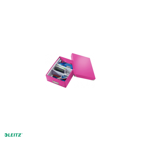 Cutie depozitare Leitz WOW Click & Store Organizer, carton laminat, cu capac, 22x10x28 cm, roz [4]