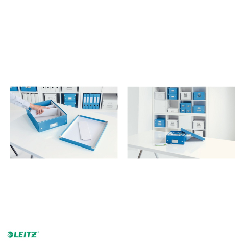 Cutie depozitare Leitz WOW Click & Store Organizer, carton laminat, cu capac, 28x10x37 cm, albastru [4]