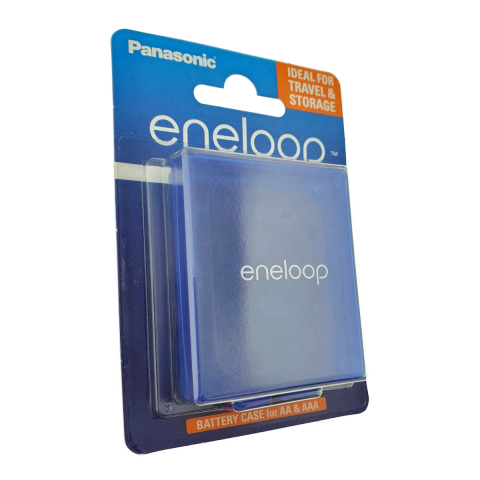 Produse EmagMarketplace - Cutie depozitare pentru 4 baterii AA R6 sau 5 baterii AAA R3, Organizator compact pentru birou, calatorie, cu sistem de deschidere usoara, Eneloop