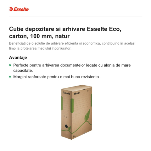 Cutie depozitare si arhivare Esselte Eco, carton, 100 mm, natur [1]