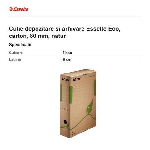 Cutie depozitare si arhivare Esselte Eco, carton, 80 mm, natur [2]