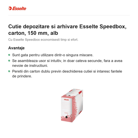 Cutie depozitare si arhivare Esselte Speedbox, carton, 150 mm, alb [1]