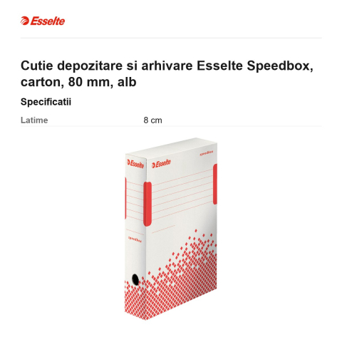 Cutie depozitare si arhivare Esselte Speedbox, carton, 80 mm, alb [2]