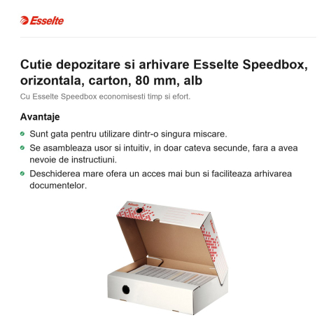 Cutie depozitare si arhivare Esselte Speedbox, orizontala, carton, 80 mm, alb [1]
