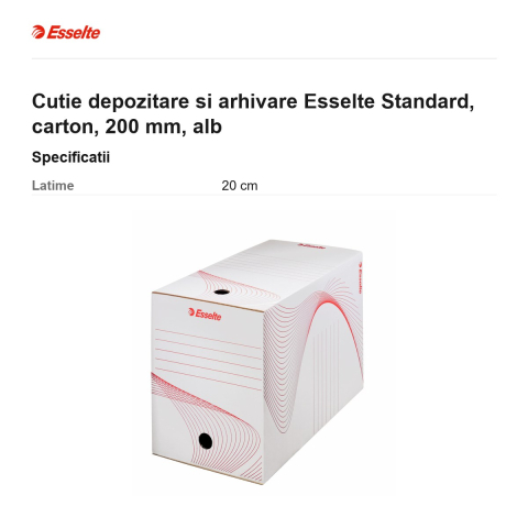Cutie depozitare si arhivare Esselte Standard, carton, 200 mm, alb [2]