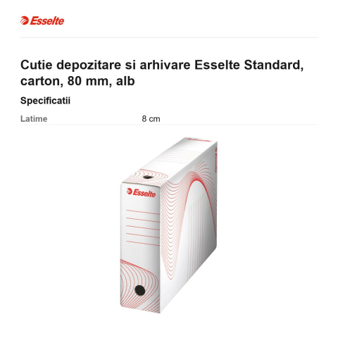 Cutie depozitare si arhivare Esselte Standard, carton, 80 mm, alb [2]
