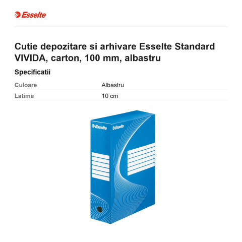 Cutie depozitare si arhivare Esselte Standard VIVIDA, carton, 100 mm, albastru [2]