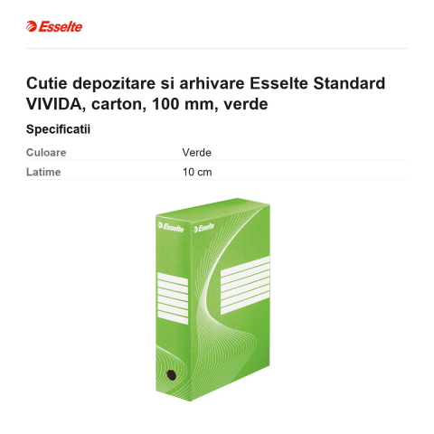 Cutie depozitare si arhivare Esselte Standard VIVIDA, carton, 100 mm, verde [2]