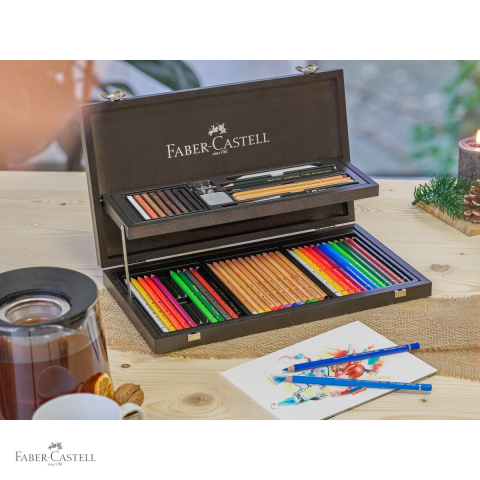 Cutie lemn Faber-Castell Compendium, set 36 creioane artist Polychromos, Pitt Pastel si Albrecht Durer, pentru artisti profesionisti [3]