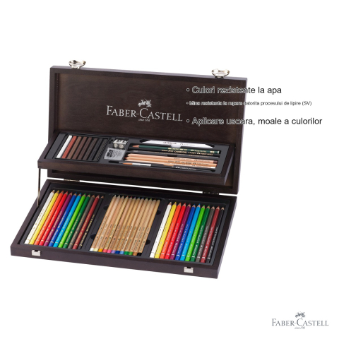 Cutie lemn Faber-Castell Compendium, set 36 creioane artist Polychromos, Pitt Pastel si Albrecht Durer, pentru artisti profesionisti [2]