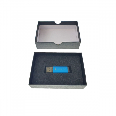Cutie personalizabila Platinet Pendrive Box 45158, 120x84x32mm, pentru memorie USB, cu capac, neagra [1]
