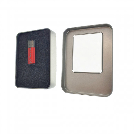 Cutie personalizabila Platinet Pendrive Box 45170, 115x85x22mm, pentru memorie USB, metalica, capac cu fereastra, argintie [6]