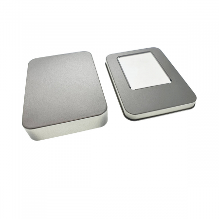 Cutie personalizabila Platinet Pendrive Box 45170, 115x85x22mm, pentru memorie USB, metalica, capac cu fereastra, argintie [5]