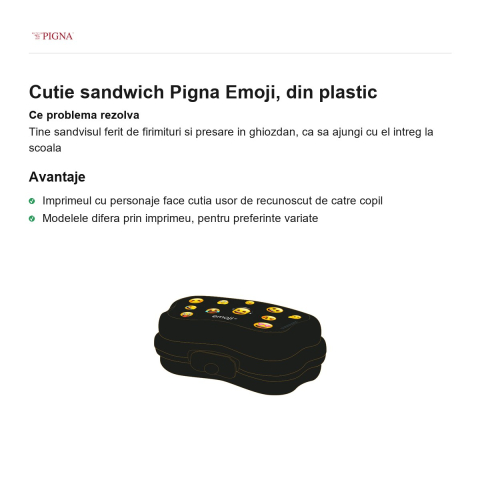 Cutie sandwich Pigna Emoji, din plastic [1]