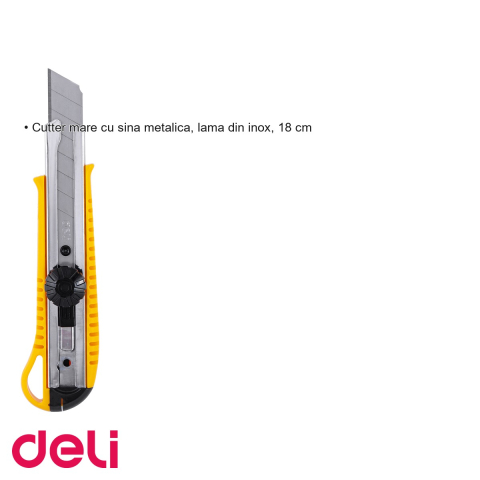 Cutter mare Deli cu sina metalica, lama inox 18 mm, pentru taiere precisa a materialelor groase [2]