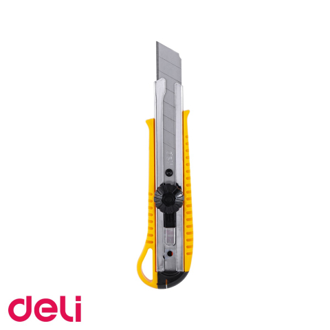 Instrumente de taiere - Cutter mare Deli cu sina metalica, lama inox 18 mm, pentru taiere precisa a materialelor groase
