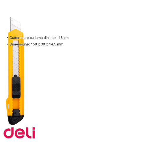 Cutter mare Deli, lama inox 18 mm, pentru taieri precise la birou si ateliere [2]