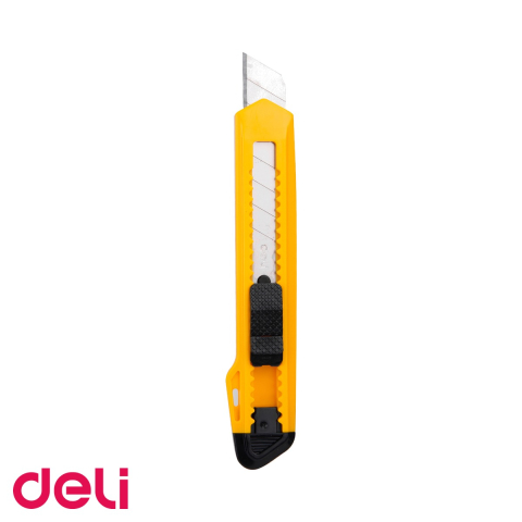 Cuttere si lame de rezerva - Cutter mare Deli, lama inox 18 mm, pentru taieri precise la birou si ateliere