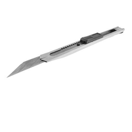 Cutter metalic cu lama otel SK5 de 9mm in unghi 30°, sistem siguranta automata, clips pentru prindere, model Clasic 92034, taiere precisa, sistem snap-off 7 sectiuni [1]