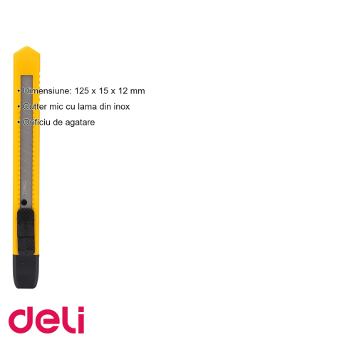 Cutter mic Deli, lama inox, compact si usor de utilizat, pentru birou si uz general [2]