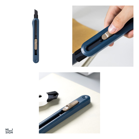 Cutter mic Deli Nusign cu sina, lama neagra 9 mm, 13 segmente, 137x20x15 mm, albastru [3]