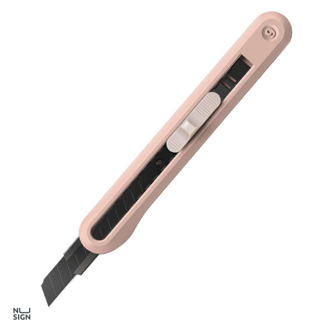 Bricolaj - Cutter mic Deli Nusign cu sina, lama neagra 9 mm, 13 segmente, 137x20x15 mm, roz