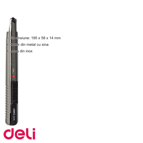 Cutter mic metalic Deli 2036, corp metal cu sina, lama inox, pentru taiat hartie si materiale subtiri [2]