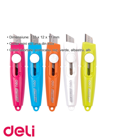 Cutter mini Deli, lama inox, compact si usor de folosit, pentru birou si scoala [2]