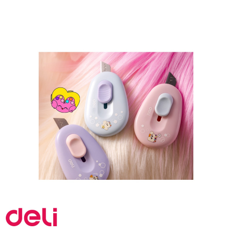Cutter mini Deli M155, lama retractabila din aliaj, culori pastel asortate, pentru scoala si birou [3]