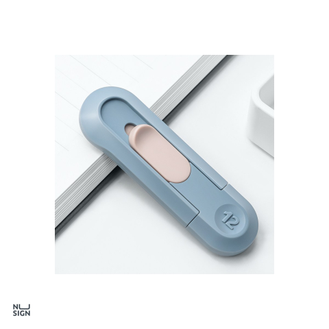 Cutter mini Deli Nusign, lama 12 mm cu retragere automata, 80x25 mm, bleu [4]