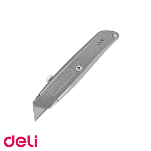 Instrumente de taiere - Cutter utilitar Deli, corp aluminiu, lama 19 mm SK2, cu buton auto-blocare, pentru taieri precise