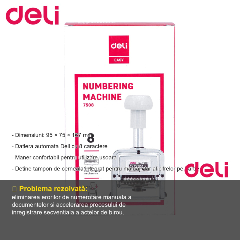 Datiera automata din metal Deli, 8 caractere, numerotare secventiala, pentru birou [1]
