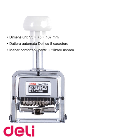 Datiera automata din metal Deli, 8 caractere, numerotare secventiala, pentru birou [2]