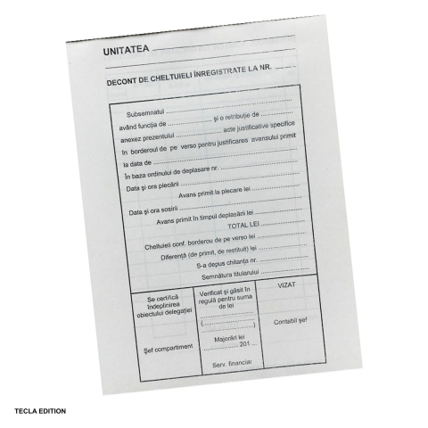 Formulare tipizate - Decont de cheltuieli inregistrate, A5, 100 file