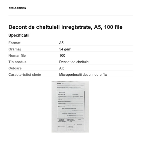 Decont de cheltuieli inregistrate, A5, 100 file [2]