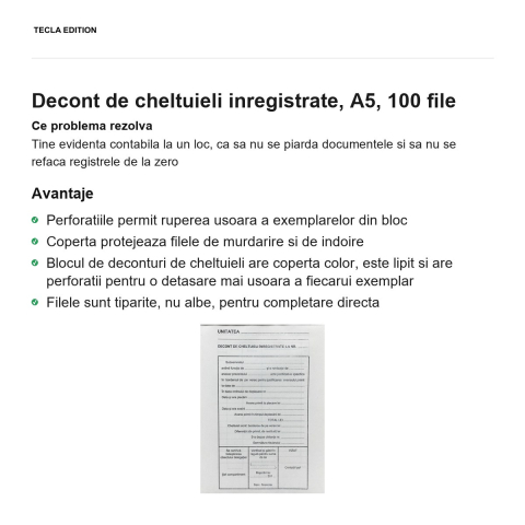 Decont de cheltuieli inregistrate, A5, 100 file [1]