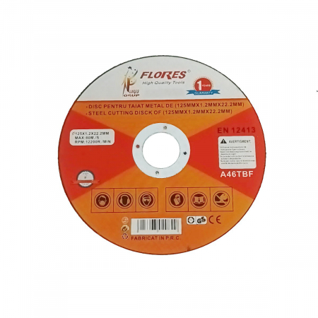 Unelte electrice - Disc de taiere metal, pentru polizor unghiular, 12200 rpm, diametru 125 mm, 1.2 mm grosime, alezaj de 22.2 mm, max. 80m/s