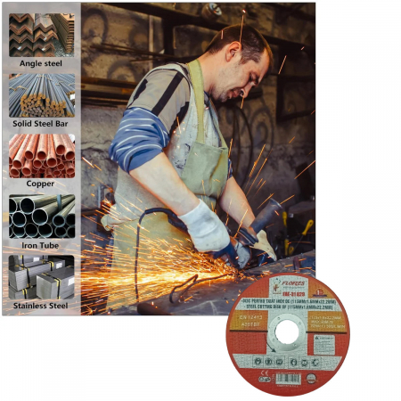 Disc de taiere metal, pentru polizor unghiular, 13300 rpm, 1.6 mm grosime, diametru 115 mm, alezaj de 22.2 mm, max. 80m/s [4]