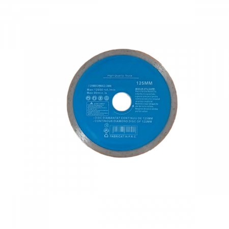 Unelte electrice - Disc diamantat continuu, 125 x 22.2 x 2 mm, 12000 rot/min, taiere umeda si uscata, placi ceramice, piatra, marmura, granit, beton, High Quality Tools