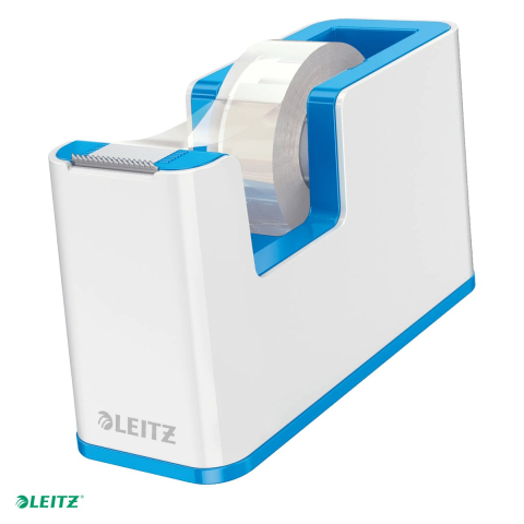 Birotica papetarie - Dispenser banda adeziva Leitz WOW cu banda inclusa, pentru role de 19 mm x 33 m, albastru metalizat