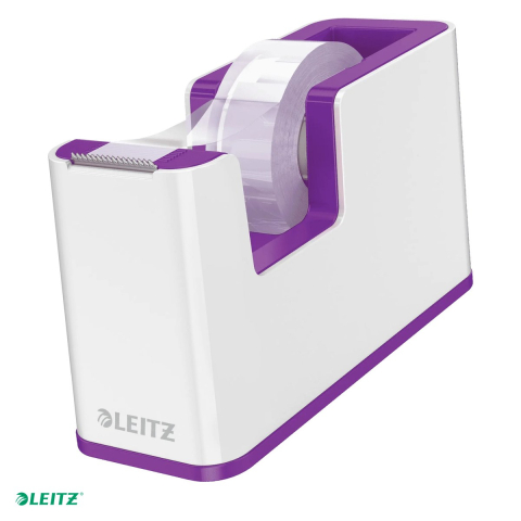 Dispensere - Dispenser banda adeziva Leitz WOW cu banda inclusa, pentru role de 19 mm x 33 m, mov/alb