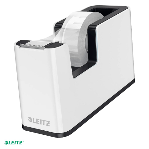 Birotica papetarie - Dispenser banda adeziva Leitz WOW cu banda inclusa, pentru role de 19 mm x 33 m, negru/alb