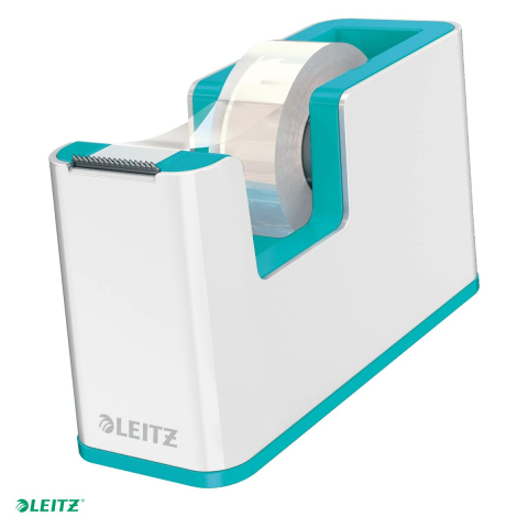 Birotica papetarie - Dispenser banda adeziva Leitz WOW cu banda inclusa, pentru role de 19 mm x 33 m, turcoaz/alb