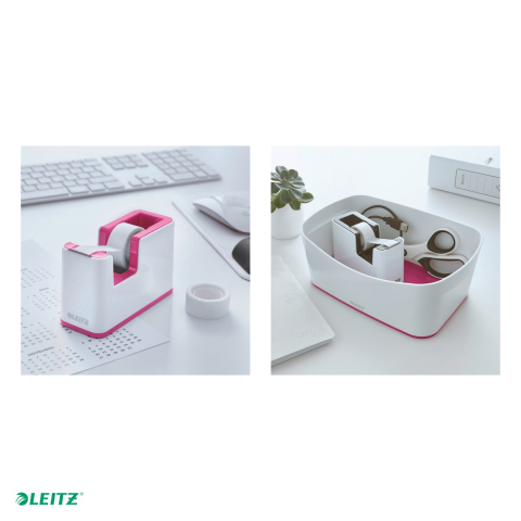 Dispenser banda adeziva Leitz WOW, pentru role de 19 mm x 33 m, roz/alb [3]