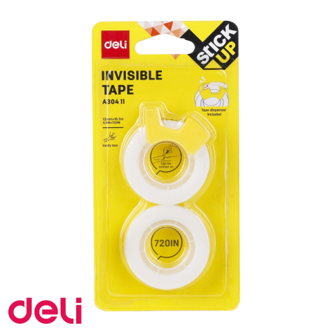 Dispenser cu banda adeziva Deli, set 2 role 12mm x 18.3m, utilizare usoara la birou sau acasa [3]