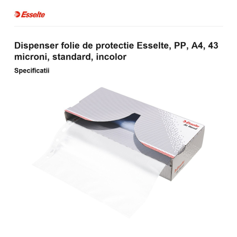 Dispenser folie de protectie Esselte, PP, A4, 43 microni, standard, incolor [2]