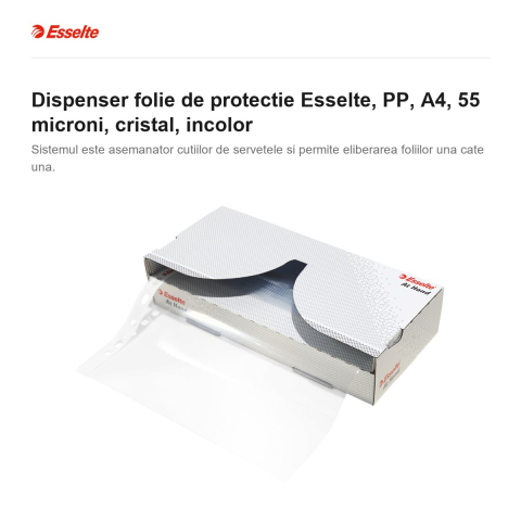 Dispenser folie de protectie Esselte, PP, A4, 55 microni, cristal, incolor [1]