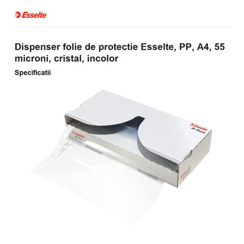 Dispenser folie de protectie Esselte, PP, A4, 55 microni, cristal, incolor [2]