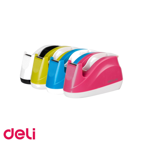Ambalaj birou - Dispenser stabil pentru banda adeziva 18mm Deli, culori asortate, pentru birou si acasa